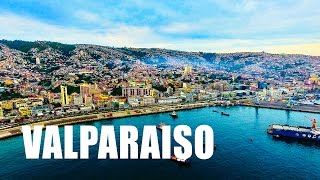 VALPARAISO - CHILE. Drone Aerial Footage - DJI Phantom 4 Drone Flying Over The City in 4k