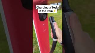 Charging a Tesla in the Rain? #shorts #charging #rain