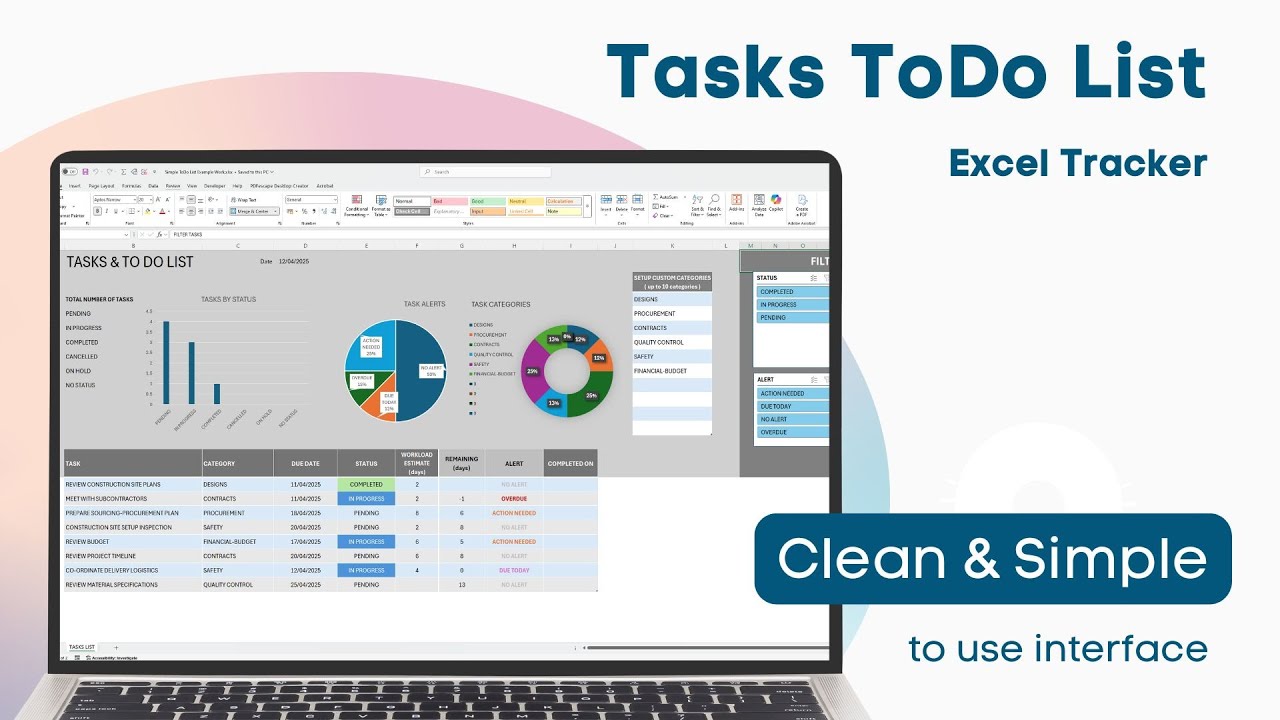 Simple To Do List Excel Tracker Task Manager - YouTube