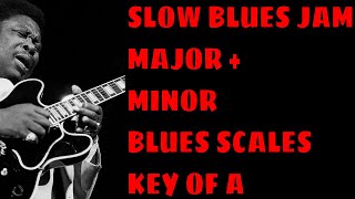 Slow Blues Jam Track in A | MAJOR + MINOR BLUES GUITAR SCALE MAPS