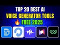 Top 20 AI Voice Generator Tools 2025 | Free, Realistic &amp; No Copyright Voices for YouTube &amp; Reels