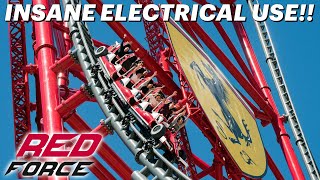 This Roller Coaster Uses INSANE Electricity  Red Force at Ferrari Land