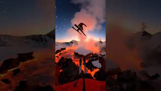 Skier’s Insane Lava Run: Volcano Descent at Sunrise! 🌋🎿