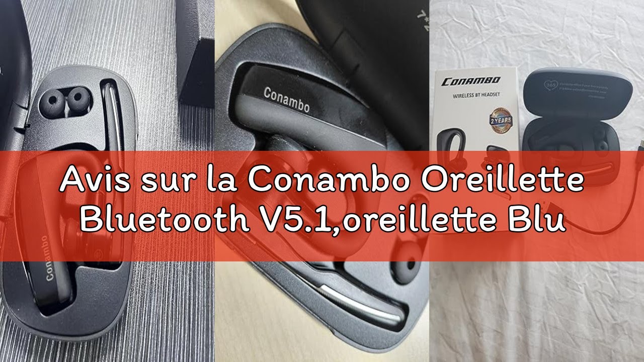 Avis sur la Conambo Oreillette Bluetooth V5.1,oreillette Bluetooth antibruit CVC8.0 Double Micro Mai