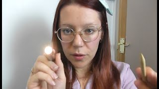 ASMR EYE EXAMINATION 👁 LIGHT TRIGGERS AND FACE TOUCHING | Torch and Pointed Wooden Stick Tracing