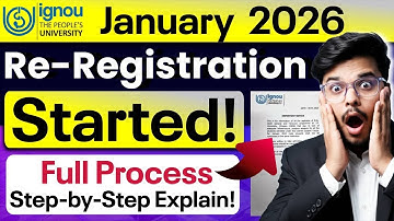 🔥 Big Update! IGNOU January 2026 Re-Registration Started: Full Process Step-by-Step Explained!