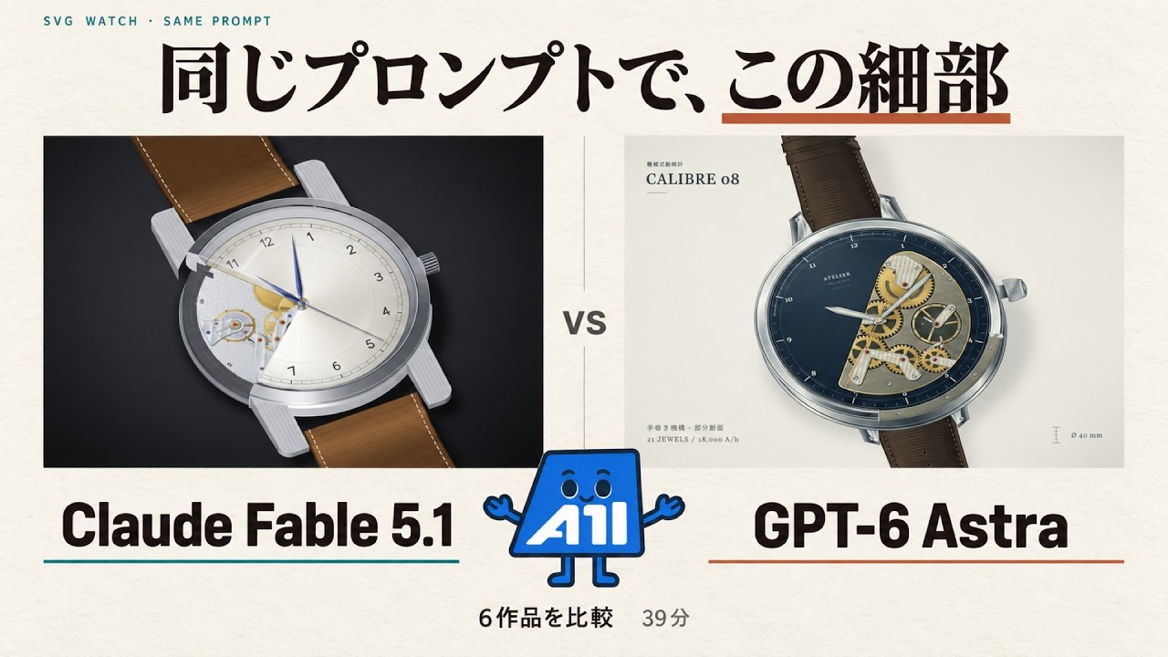 Claude Fable 5.1 vs GPT-6 Astra｜同じプロンプトで6作品を作らせた