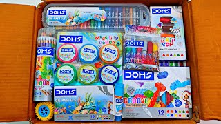 Unboxing Satisfying Doms Stationery , Magic Pen, Plastic Crayons, Clay, Eraser, Oil Pastel, Glitter