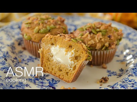 Perfect PUMPKIN MUFFINS with cream cheese filling  ASMR cooking  pimpkin bread easy recipe