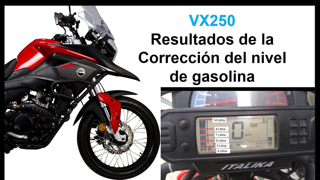 VX250 resultados de la corrección nivel gasolina