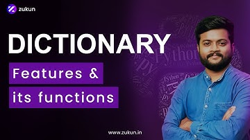 Python Dictionary - Features & ItsFunctions | Beginner to Advanced | Mr.Ranjith | zukun Academy