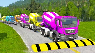 Flatbed Trailer Toyota LC Cars Transportation with Truck - Pothole vs Car #4 - BeamNG.Drive