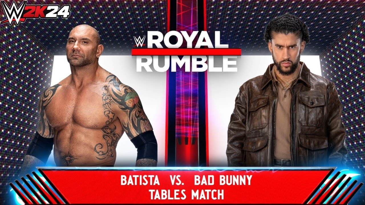 WWE 2k24 - Batista vs Bad Bunny: Tablets Match|Royal Rumble - YouTube