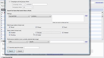 Adwords Editor Training Tutorials 15: Advanced Search