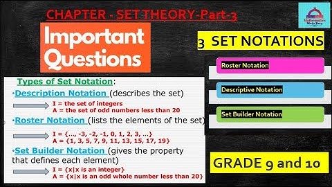 Mathematics- Set Theory-Part-3-Different types of Set Notations-Grade 9 and 10