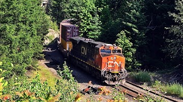 Hard Working CN Double Stacks Up Grade On The CP Cascade Subdivision