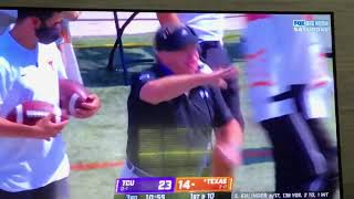 Gary Patterson Runs Into Referee on Sideline TCU Texas 10/3/2020