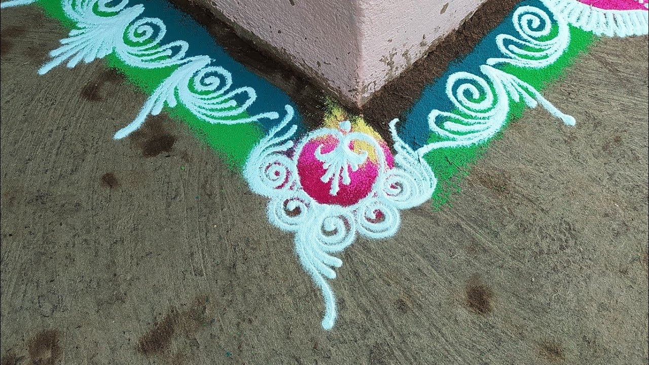 Simple Border Rangoli design  Sanskar Bharti Rangoli - YouTube