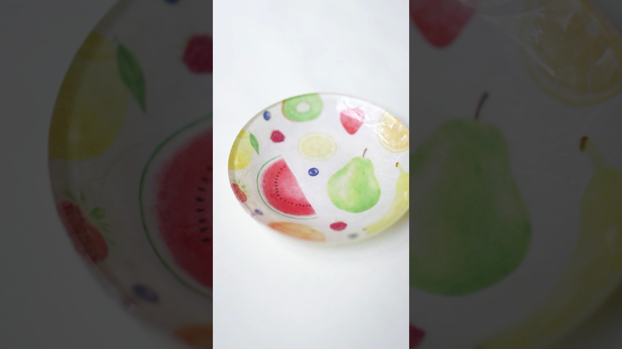 フルーツのガラストレイ》 #diy #デコパージュ #ハンドメイド 