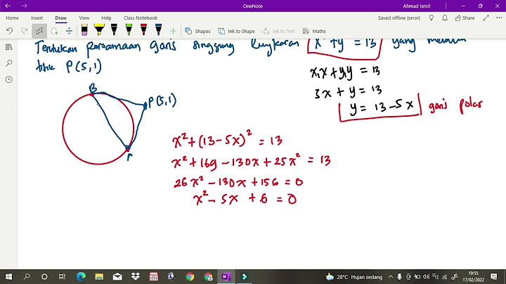 Tentukan persamaan garis singgung pada lingkaran x2+y2=25 yang melalui titik t 17 diluar lingkaran