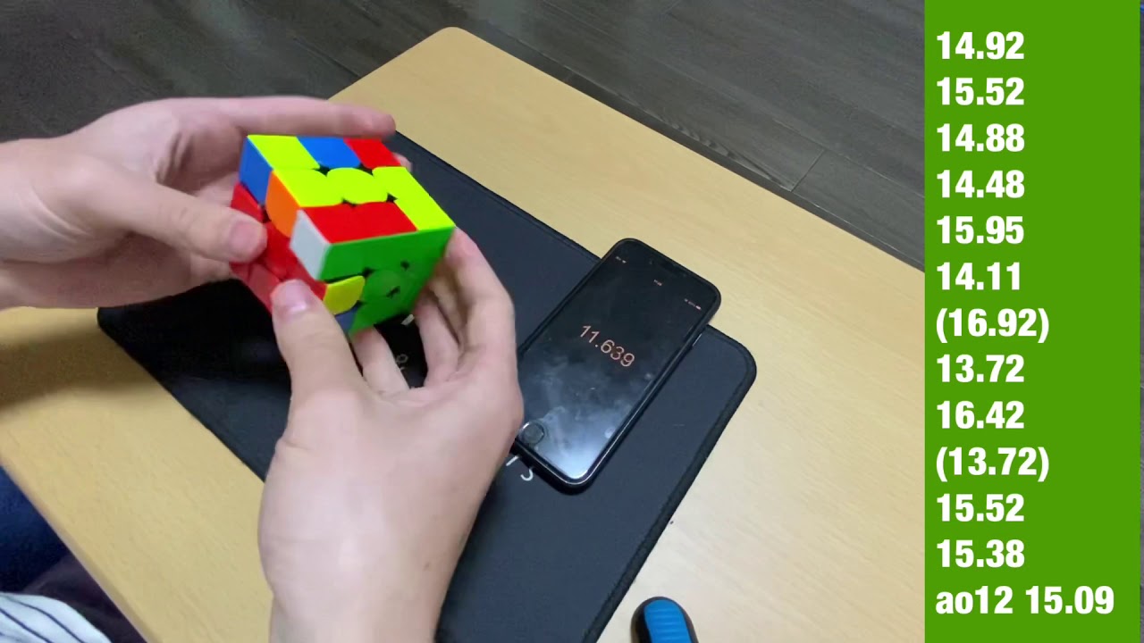 ゆっくり回しで平均15秒(ao12 15.09)