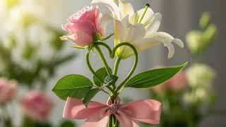 Rose & Lily Heart Floral | 4 Hours Relaxing TV Wallpaper | Ambient Background Art in 4K Ultra HD screenshot 4