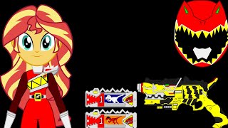 Sunsets Red Dino Charge Ranger Transformation