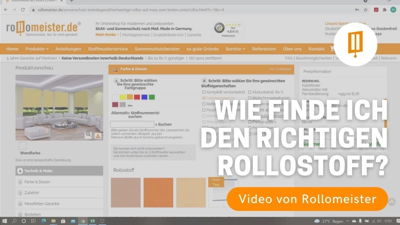 ROLLOS.de - faire Werkspreise f. Rollos direkt v. Hersteller ab 4 €