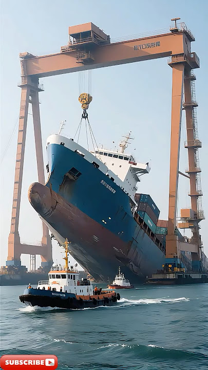 Crane Hook Snaps—Cargo Ship Plunges Back, Waves Tower! #SeaRescue #CraneFail