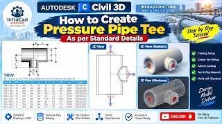How to Create Pressure Pipe Tee Fitting in Civil 3D | Custom Catalog | Standard Details
