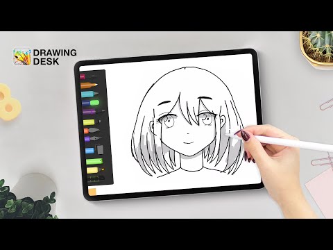 How to Draw Anime Female Face in Drawing Desk [iOS]