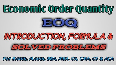 Economic Order Quantity EOQ || EOQ Introduction || EOQ Solved Problems || B.com BBA MBA CA CMA CS