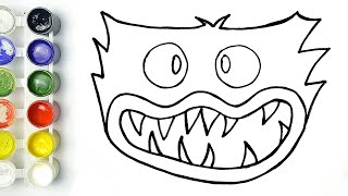 How To Draw And Color Huggy Wuggy Easy, Step By Step Fnf