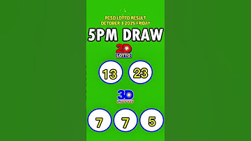 Lotto Result Today 5PM Draw October 3, 2025  FRIDAY PCSO SWERTRES EZ2