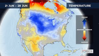 Monthly temperature forecast for the USA 6/23/2026