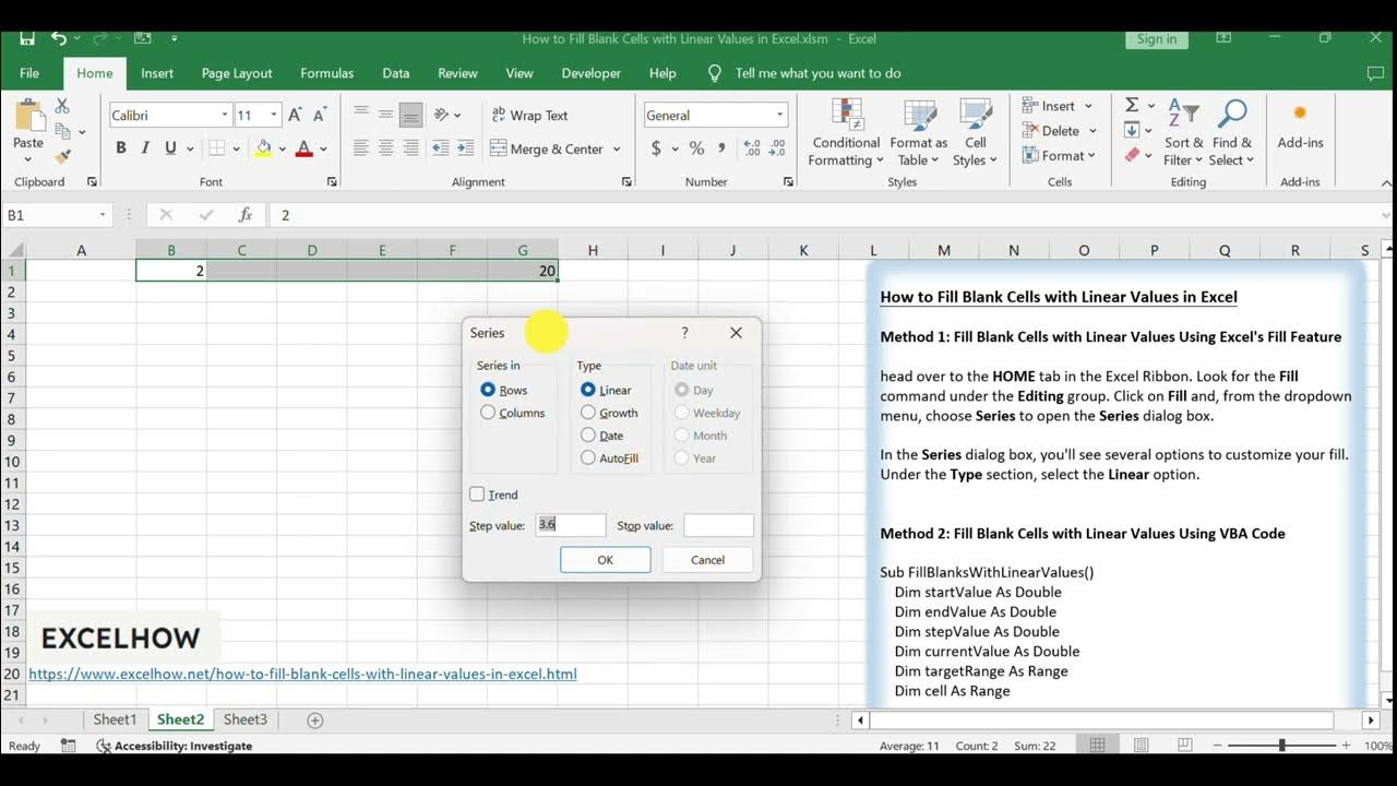 how-to-fill-blank-cells-with-linear-values-in-excel-youtube