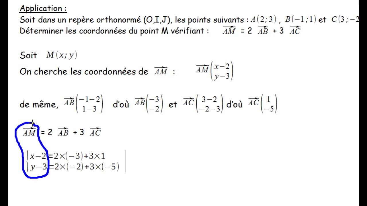 Formule Pour Calculer Les Coordonnées D Un Vecteur
