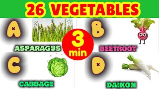 🍆 26 Vegetables for Kids | Learn A to Z Vegetable Names with Pictures | Educational Video