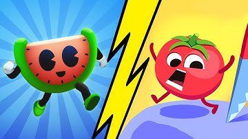 Fruits Runner VS  Fruit Rush 🍉🍍Funny Gameplay iOS,Android ⚡ NEW UPDATE All Levels Walkthrough