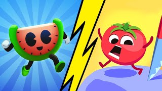 Fruits Runner VS  Fruit Rush 🍉🍍Funny Gameplay iOS,Android ⚡ NEW UPDATE All Levels Walkthrough