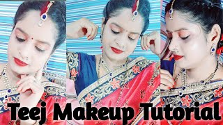 Teej Makeup Special 2020// तीज पर मेकअप कैसे करें स्टेप बाय स्टेप//#तीजमकेउप्स्पेश्ल#2020#स्पअसियल