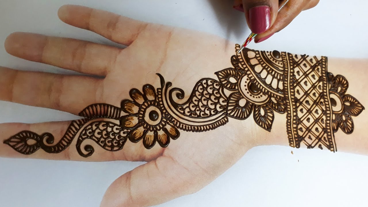 Front hand Arabic Mehendi design for Hands - Simple Floral Mehndi ...