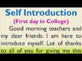 Self Introduction in college for the first day - at freshers party - English