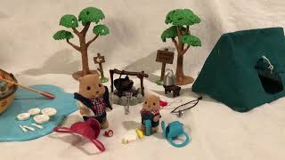 Vintage Sylvanian Families Camping Set w/ Beaver Sibling Hiking & Canoe -  Calico Critters campout! 