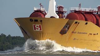 Watching 25-Year-Old Giant Ships Navigate a Narrow River | Container ship, Tanker, Freighter