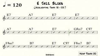 E Jazz Blues / Backing Track For Piano & Guitar (Accelerating Tempo 80-200) Swing Style