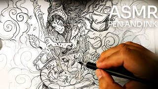 Witch Making Potion Sketching Pen and Ink ASMR No Talk