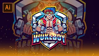 esport logo wokeboy gymbro - speed art using adobe illustrator