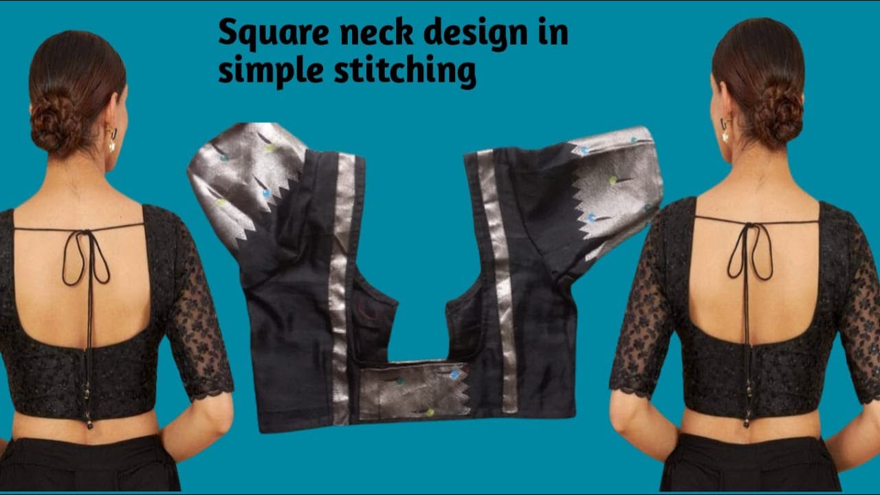 Black colour blouse square neck design part-1 | Square neck design ...