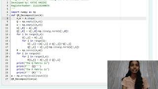 QR Decomposition using Gram Schmidt process 